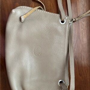 Roots Pebbled Leather Crossbody Bag - Beige